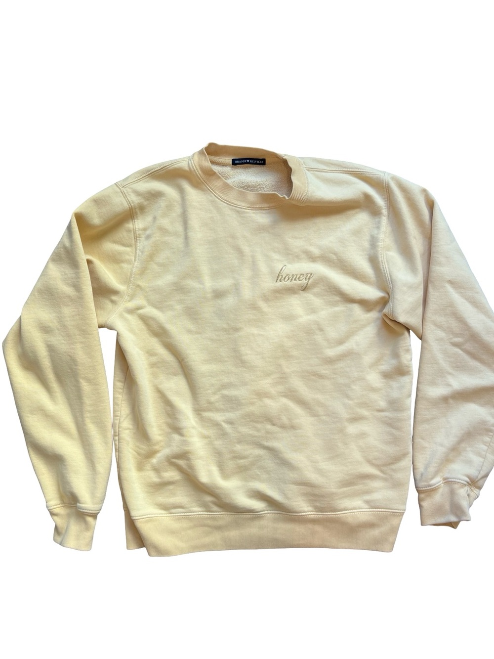 Brandy Melville Yellow Honey Embroidery Sweatshirt Crewneck One Size - Picture 2 of 4